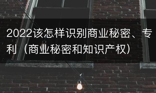 2022该怎样识别商业秘密、专利（商业秘密和知识产权）