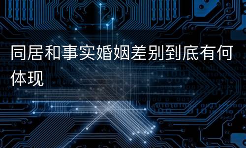 同居和事实婚姻差别到底有何体现