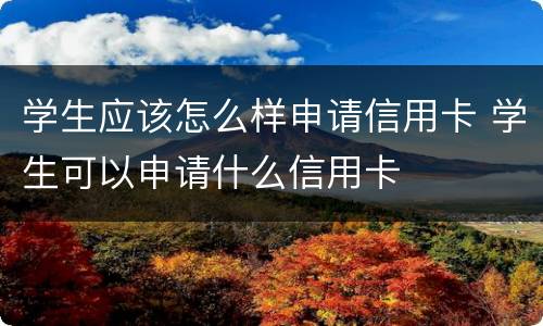 学生应该怎么样申请信用卡 学生可以申请什么信用卡