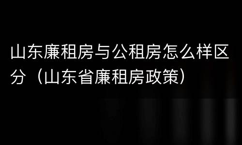 山东廉租房与公租房怎么样区分（山东省廉租房政策）