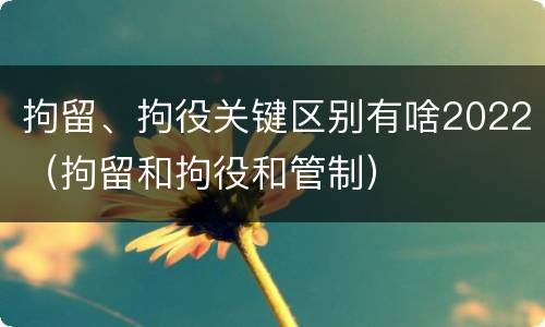 拘留、拘役关键区别有啥2022（拘留和拘役和管制）