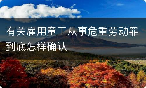 有关雇用童工从事危重劳动罪到底怎样确认