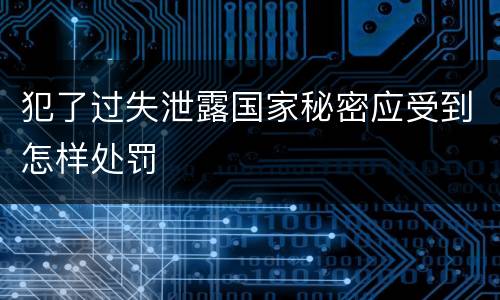 犯了过失泄露国家秘密应受到怎样处罚