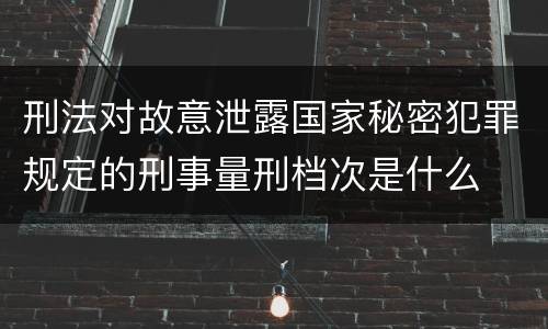 刑法对故意泄露国家秘密犯罪规定的刑事量刑档次是什么