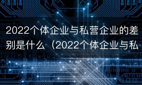 2022个体企业与私营企业的差别是什么（2022个体企业与私营企业的差别是什么呢）