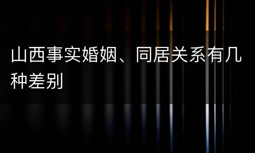 山西事实婚姻、同居关系有几种差别