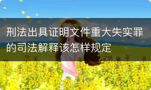 刑法出具证明文件重大失实罪的司法解释该怎样规定