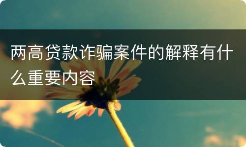 两高贷款诈骗案件的解释有什么重要内容