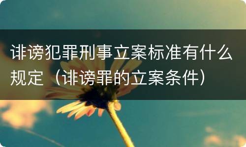诽谤犯罪刑事立案标准有什么规定（诽谤罪的立案条件）