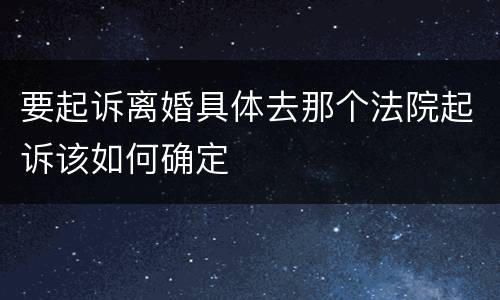 要起诉离婚具体去那个法院起诉该如何确定