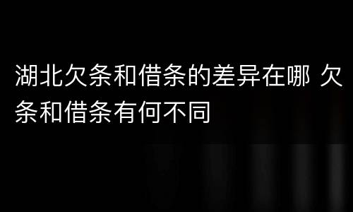 湖北欠条和借条的差异在哪 欠条和借条有何不同