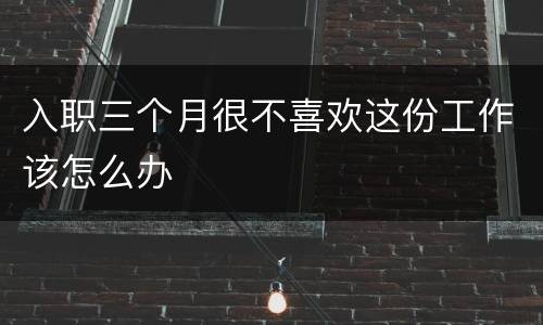 入职三个月很不喜欢这份工作该怎么办