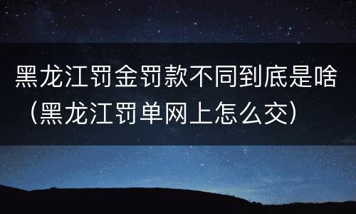 黑龙江罚金罚款不同到底是啥（黑龙江罚单网上怎么交）