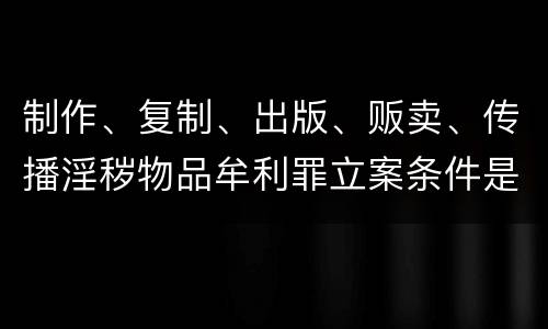 制作、复制、出版、贩卖、传播淫秽物品牟利罪立案条件是什么