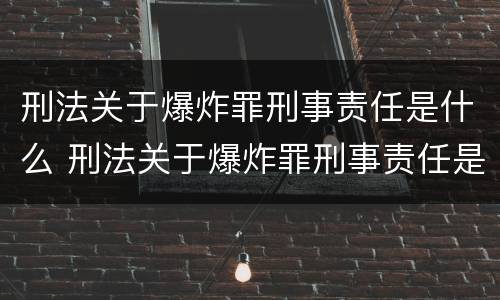 刑法关于爆炸罪刑事责任是什么 刑法关于爆炸罪刑事责任是什么意思