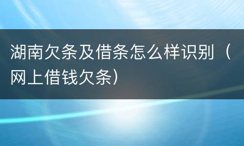 湖南欠条及借条怎么样识别（网上借钱欠条）