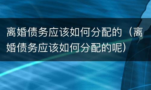 离婚债务应该如何分配的（离婚债务应该如何分配的呢）