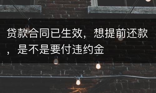 贷款合同已生效，想提前还款，是不是要付违约金