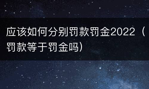 应该如何分别罚款罚金2022（罚款等于罚金吗）