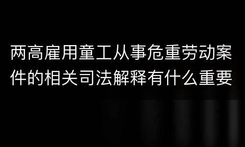 两高雇用童工从事危重劳动案件的相关司法解释有什么重要内容