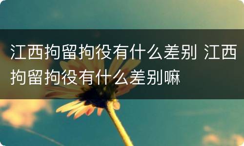 江西拘留拘役有什么差别 江西拘留拘役有什么差别嘛
