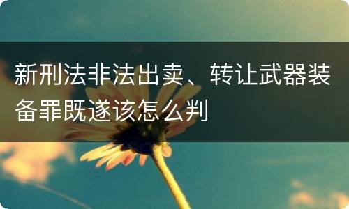 新刑法非法出卖、转让武器装备罪既遂该怎么判