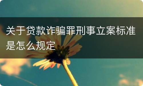 关于贷款诈骗罪刑事立案标准是怎么规定