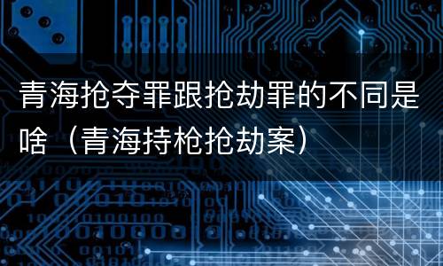 青海抢夺罪跟抢劫罪的不同是啥（青海持枪抢劫案）