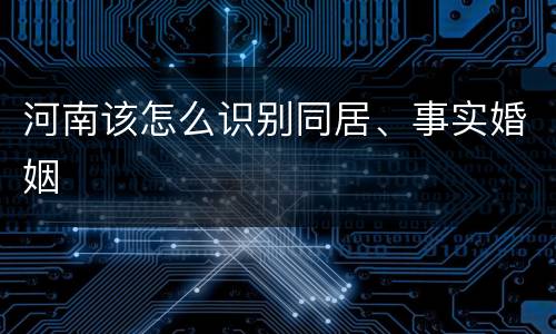 河南该怎么识别同居、事实婚姻
