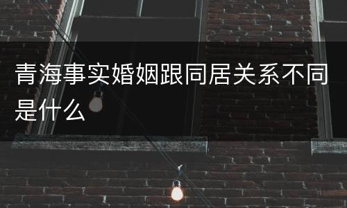 青海事实婚姻跟同居关系不同是什么
