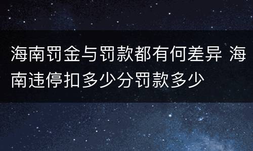 海南罚金与罚款都有何差异 海南违停扣多少分罚款多少