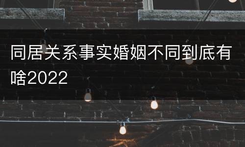 同居关系事实婚姻不同到底有啥2022