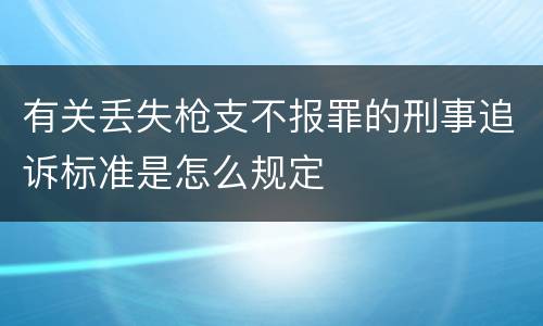有关丢失枪支不报罪的刑事追诉标准是怎么规定