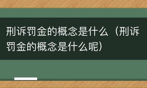 刑诉罚金的概念是什么（刑诉罚金的概念是什么呢）