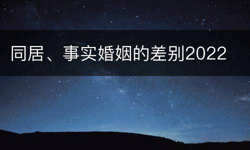 同居、事实婚姻的差别2022