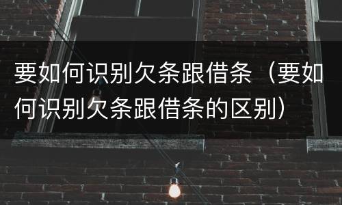 要如何识别欠条跟借条（要如何识别欠条跟借条的区别）