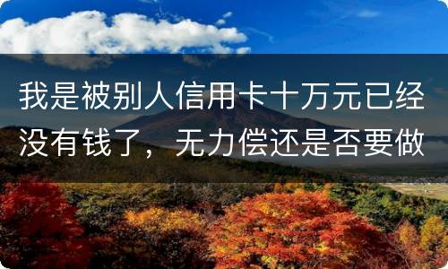 我是被别人信用卡十万元已经没有钱了，无力偿还是否要做牢