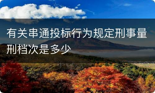 有关串通投标行为规定刑事量刑档次是多少