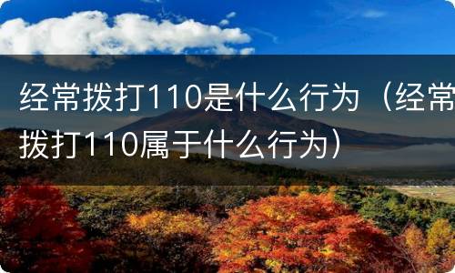 经常拨打110是什么行为（经常拨打110属于什么行为）
