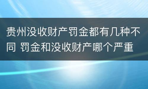 贵州没收财产罚金都有几种不同 罚金和没收财产哪个严重