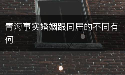 青海事实婚姻跟同居的不同有何