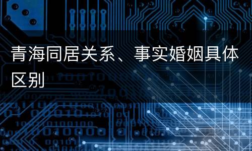 青海同居关系、事实婚姻具体区别