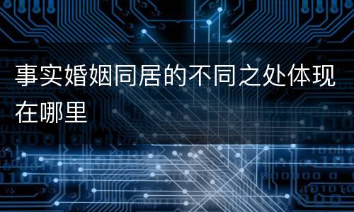 事实婚姻同居的不同之处体现在哪里