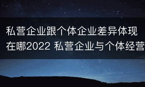 私营企业跟个体企业差异体现在哪2022 私营企业与个体经营企业的区别