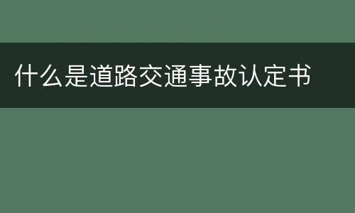 什么是道路交通事故认定书