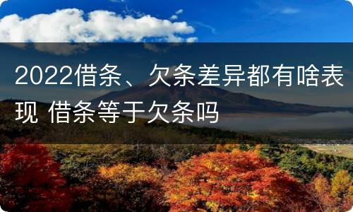 2022借条、欠条差异都有啥表现 借条等于欠条吗