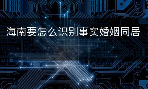 海南要怎么识别事实婚姻同居