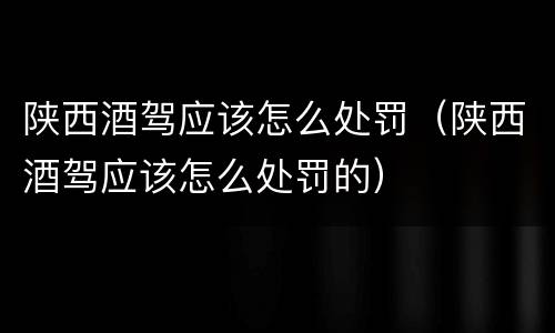 陕西酒驾应该怎么处罚（陕西酒驾应该怎么处罚的）