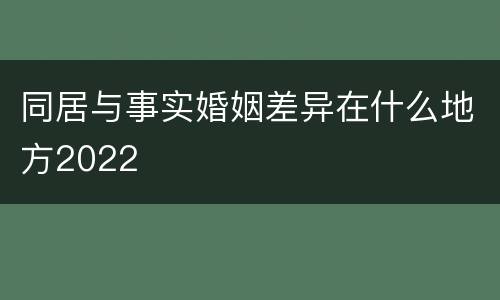 同居与事实婚姻差异在什么地方2022