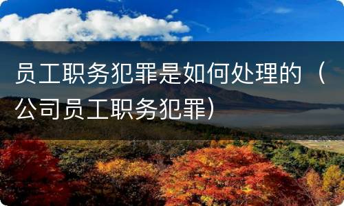 员工职务犯罪是如何处理的（公司员工职务犯罪）